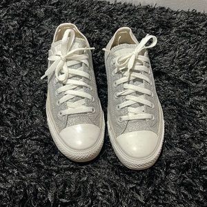 Converse All Stars - Size 8 EUC- Metallic Silver Fabric